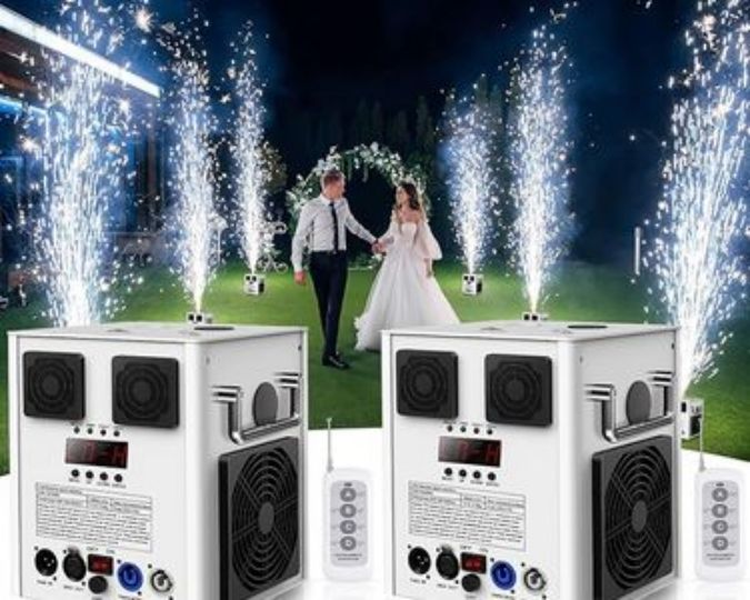 Mariés avec machines à étincelles froides lors d’un mariage à Rennes